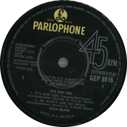Cilla Black It's For You EP - 1st UK 7